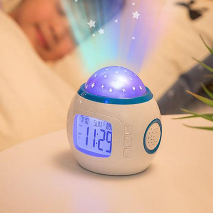 Réveil Digital à LED avec Projection étoilée avec calendrier, thermomètre, fonction de répétition