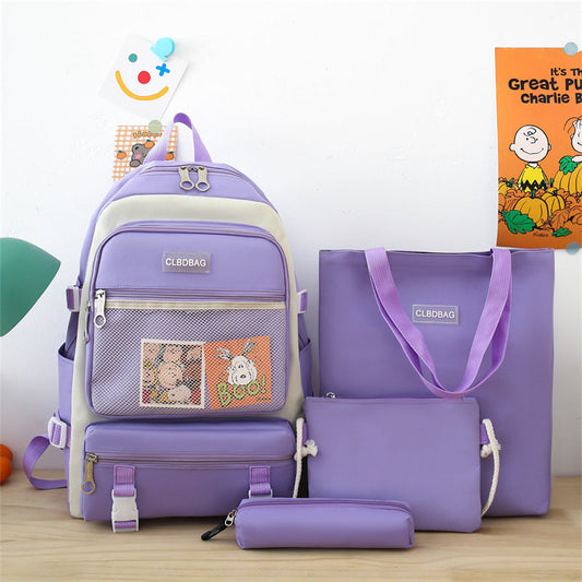 Ensemble de sacs d’école Kawai pour adolescents 4Pcs V3 CLBD Mauve – محفظة 4 قطع كاواي بنفسجي تنزوت