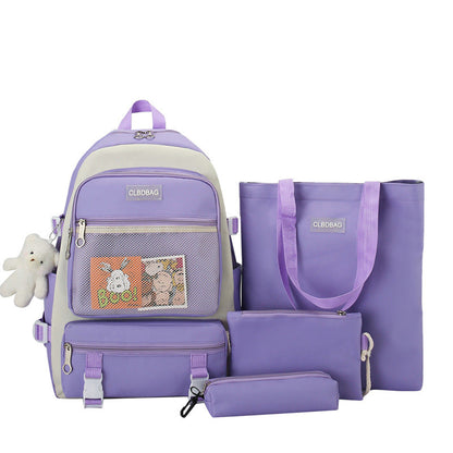Ensemble de sacs d’école Kawai pour adolescents 4Pcs V3 CLBD Mauve – محفظة 4 قطع كاواي بنفسجي