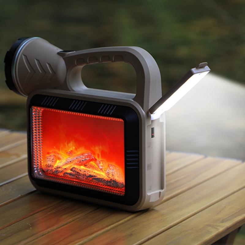 lampe de camping solaire LED à flamme d'atmosphère multifonction charge USB et Power-bank