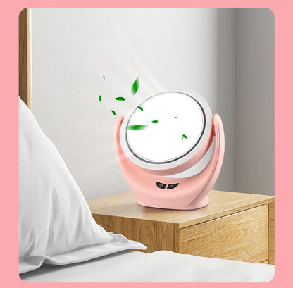 Miroir de maquillage à ventilateur LED 3in1 avec lumière miroir multifonctionnel
