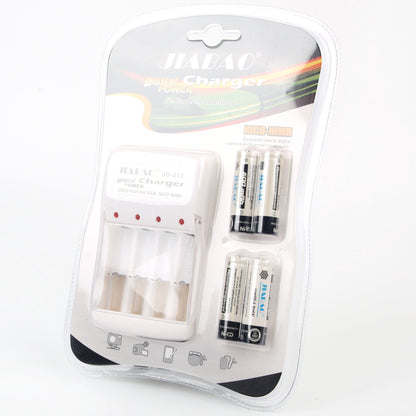 Chargeur des piles rechargable avec 4 piles Jiabao Jb-212 - شاحن البطاريات القابلة للشحن مع 4 بطاريات