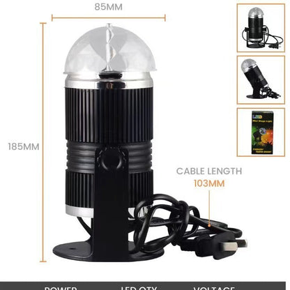 Projecteur boule cristal Rotative à Commande Vocale, Laser RVB LED 220V
