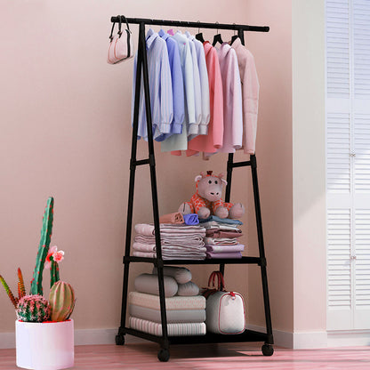 Porte-manteau en métal amovible avec roulettes, étagère de rangement multifonction تنزوت