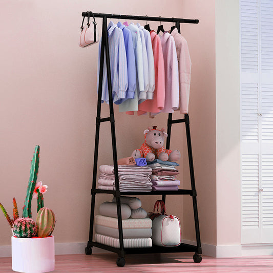 Porte-manteau en métal amovible avec roulettes, étagère de rangement multifonction تنزوت