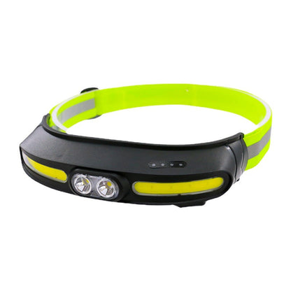 Lampe frontale transfrontalier étanche lumière forte COB double source de lumière TYPE-C