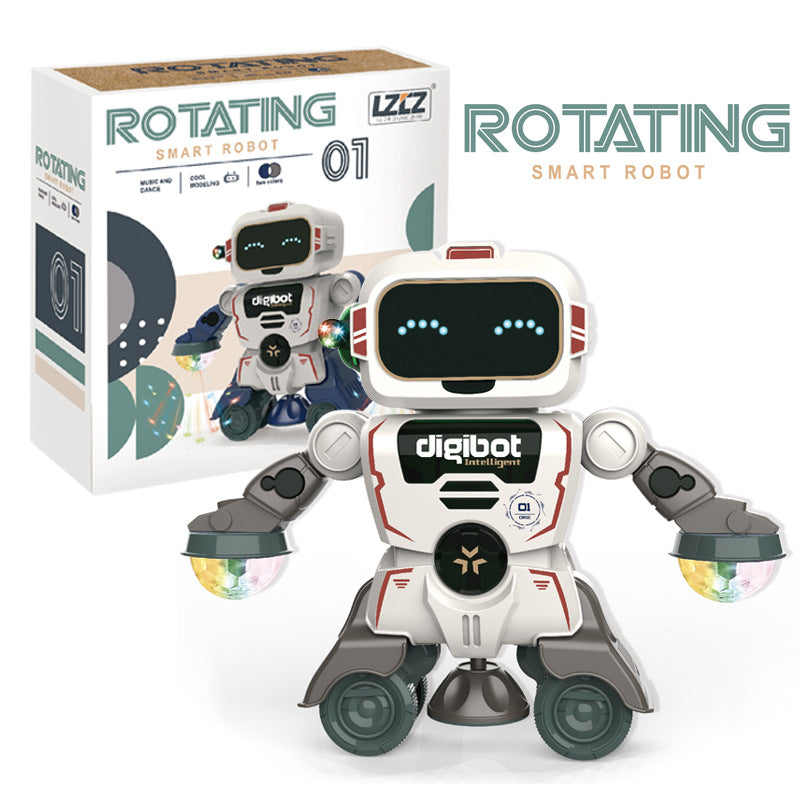 Robot jouets pour enfants de danse musical rotatif à 360 degrés avec lumières colorées تنزوت