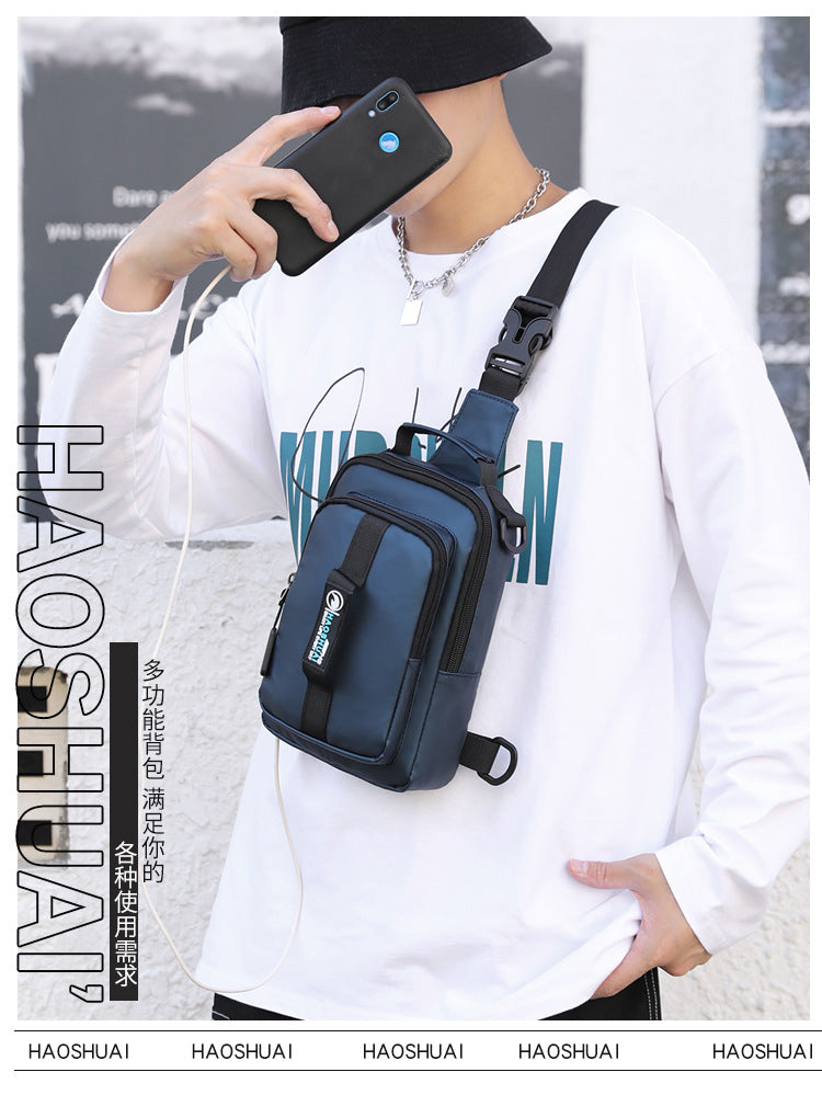Sacoche Oxford imperméable multifonctionnel avec Sortie De charge usb pour hommes V3
