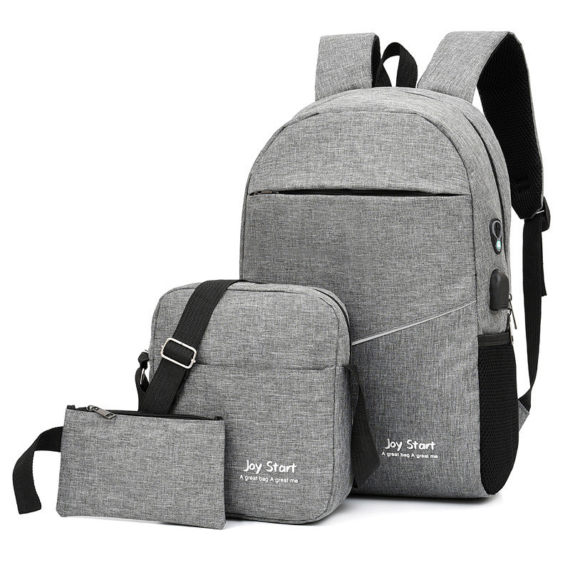 3 PCS Sac à dos multifonctionnel Avec Sortie USB ET Sortie kit-man - Gris تنزوت
