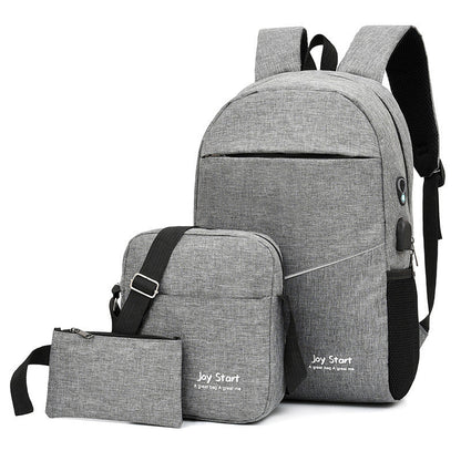 3 PCS Sac à dos multifonctionnel Avec Sortie USB ET Sortie kit-man - Gris تنزوت