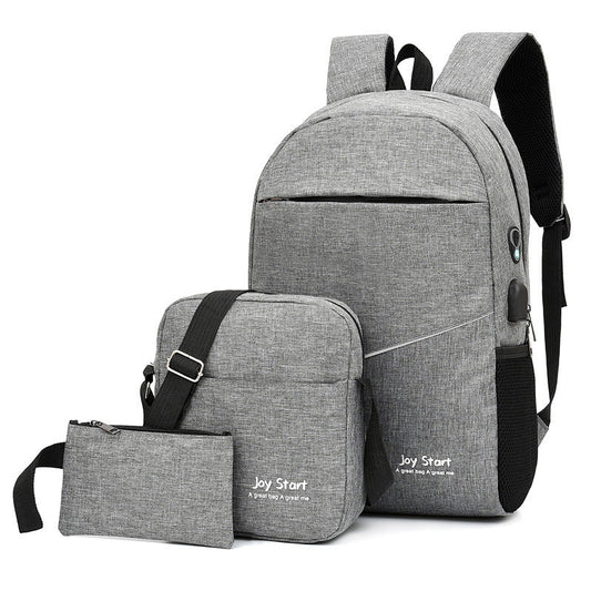 3 PCS Sac à dos multifonctionnel Avec Sortie USB ET Sortie kit-man - Gris تنزوت