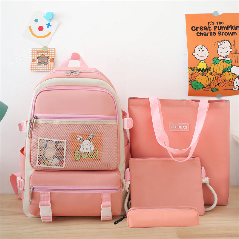 Ensemble de sacs d’école Kawai pour adolescents 4Pcs V3 CLBD Rose – محفظة 4 قطع كاواي وردي تنزوت