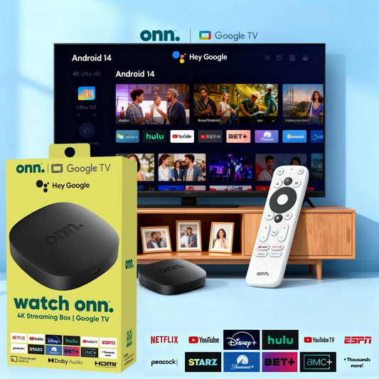 ONN Android TV Box avec Télécommande Vocale 8+128GB – جهاز ميديا ذكي - تنزوت