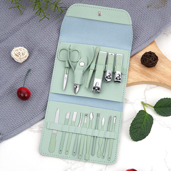 Kit coupe-ongles professionnel 16en1 en acier inoxydable – طقم العناية بالأظافر تنزوت