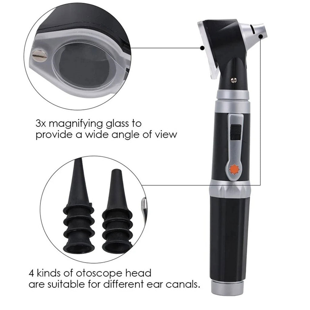 Otoscope 3X avec LED loupe de contrôle d’oreille portable avec 8 capuchons – جهاز فحص الأذن