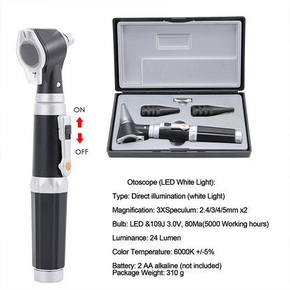 Otoscope 3X avec LED loupe de contrôle d’oreille portable avec 8 capuchons – جهاز فحص الأذن