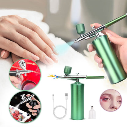Kit aérographe avec compresseur intégré rechargeable pour nail arts et décoration – جهاز رسم وتزيين تنزوت