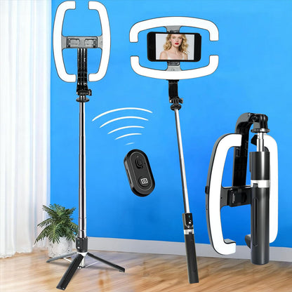 Perche à Selfie Extensible avec Support pour Téléphone et Lampe LED – عصا سيلفي مع إضاءة مدمجة ويد تحكم - تنزوت
