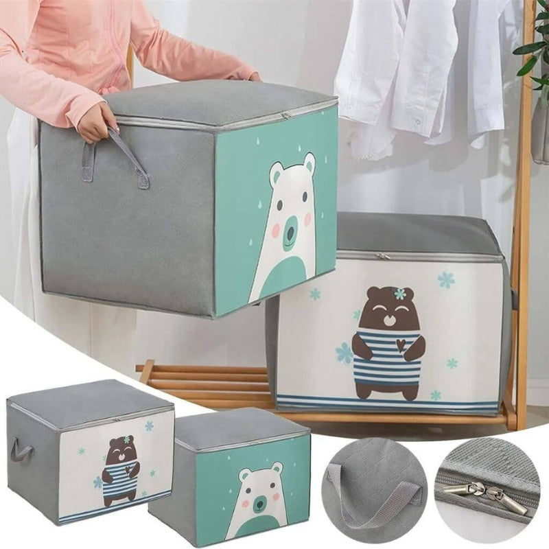 Pack 2 Sac de rangement Pliable pour vêtements à motifs de dessins animés Grande capacité - طقم2 قطع حقيبة تخزين ذات سعة كبيرة لللحاف والملابس تنزوت