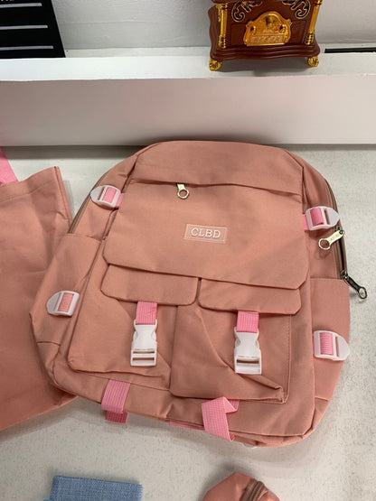 Ensemble de sacs d’école Kawai pour adolescents 5Pcs CLBD V2 Rose – محفظة 5 قطع كاواي وردي