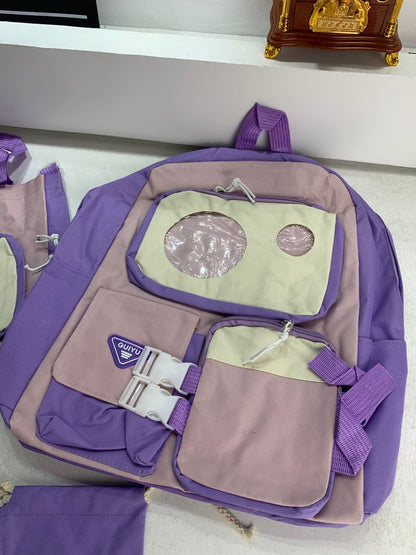 Ensemble de sacs d’école Kawai pour adolescents 5Pcs Guiyu V2 Mauve – محفظة 5 قطع كاواي بنفسجي