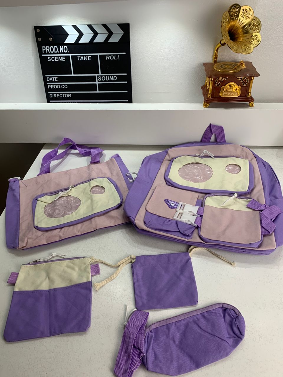Ensemble de sacs d’école Kawai pour adolescents 5Pcs Guiyu V2 Mauve – محفظة 5 قطع كاواي بنفسجي
