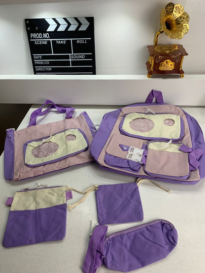 Ensemble de sacs d’école Kawai pour adolescents 5Pcs Guiyu V2 Mauve – محفظة 5 قطع كاواي بنفسجي