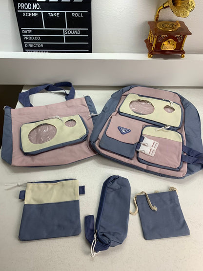 Ensemble de sacs d’école Kawai pour adolescents 5Pcs Guiyu V2 Bleu – محفظة 5 قطع كاواي أزرق