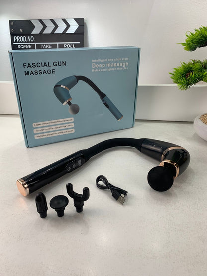 Pistolet de massage poignée allongée avec 4 têtes, 3 modes et 6 niveaux – جهاز تدليك الجسم