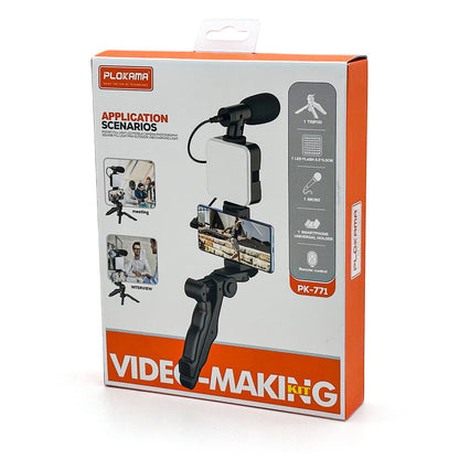 Kit d’enregistrement vidéo pour smartphone et appareil photo avec microphone à LED intégré – طقم تصورير إحترافي مع ميكروفون وإضاءة مدمجة