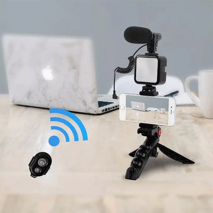 Kit d’enregistrement vidéo pour smartphone et appareil photo avec microphone à LED intégré – طقم تصورير إحترافي مع ميكروفون وإضاءة مدمجة