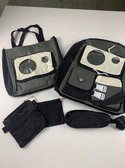 Ensemble de sacs d’école Kawai pour adolescents 5Pcs Guiyu V2 Noir et Gris– محفظة 5 قطع كاواي أسود ورمادي