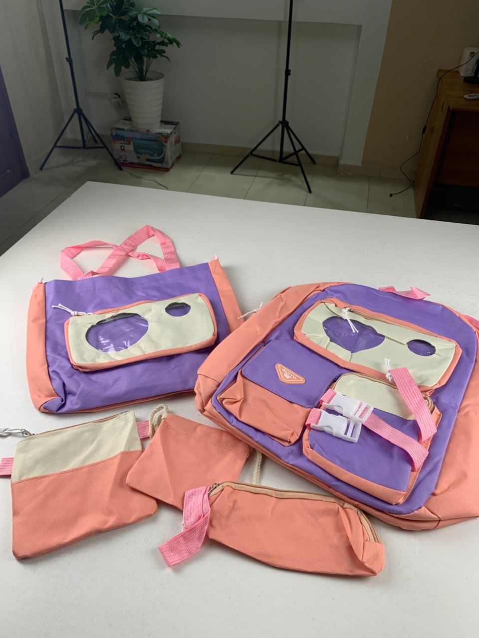 Ensemble de sacs d’école Kawai pour adolescents 5Pcs Guiyu V2 Rose – محفظة 5 قطع كاواي وردي