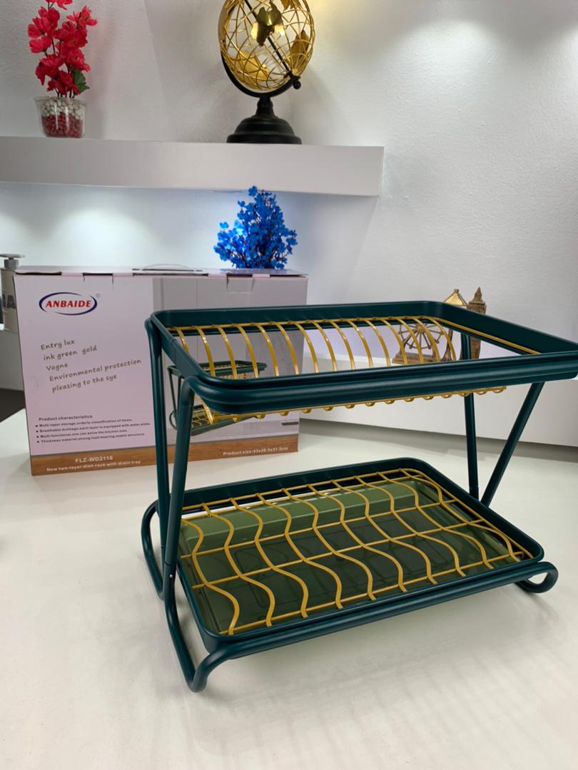 Égouttoir à Vaisselle 2 Niveaux pour Comptoir de Cuisine – رف تجفيف الأطباق بطبقتين