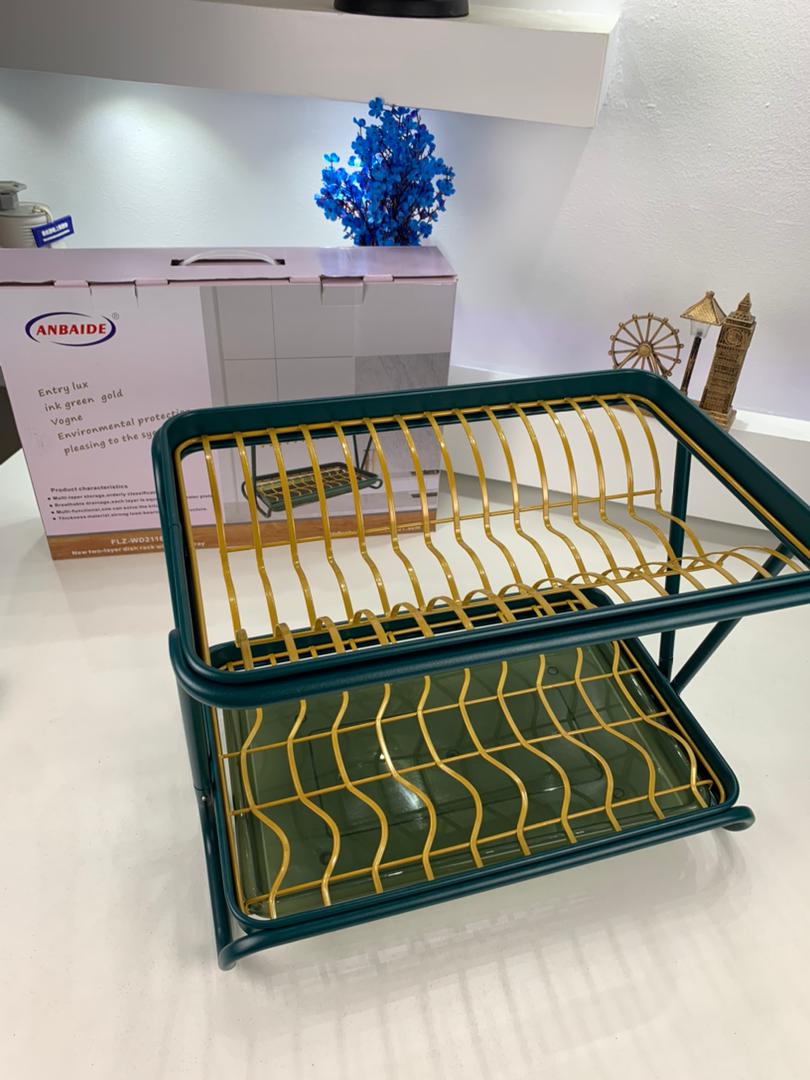 Égouttoir à Vaisselle 2 Niveaux pour Comptoir de Cuisine – رف تجفيف الأطباق بطبقتين