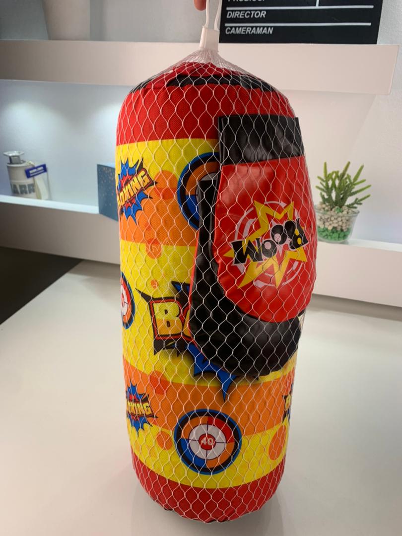 Ensemble de Boxe pour Enfants Sac de Frappe Suspendu avec Gants Jeu de 3 Pièces – طقم كيس ملاكمة 3 قطع