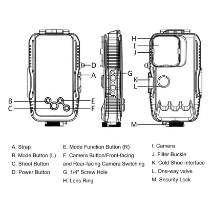 Étui de plongée étanche PULUZ 40m pour iPhone 16/15/14/13/12/11 Pro Max - حافظة هاتف إحترافية تحت الماء