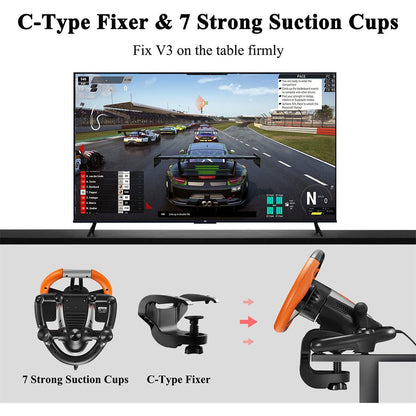 PXN V3 Pro Volant de Course à 180° avec Pédales et Retour de Vibration