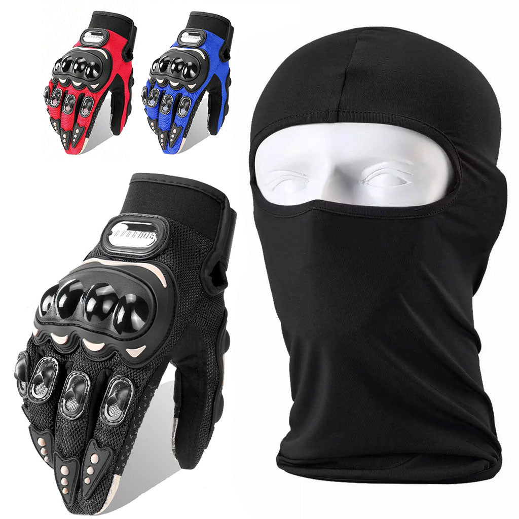 Pack Moto Hiver Cagoule intégrale thermique + Gants Pro Biker respirants avec protections antidérapantes - تنزوت