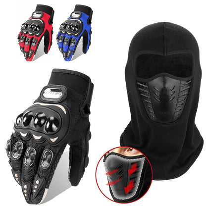Pack Moto Hiver Cagoule Excefore en Polaire + Gants Pro Biker respirants avec protections antidérapantes - تنزوت