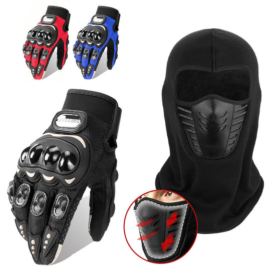 Pack Moto Hiver Cagoule Excefore en Polaire + Gants Pro Biker respirants avec protections antidérapantes - تنزوت