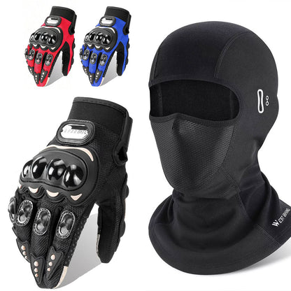 Pack Moto Hiver Cagoule Professionnel + Gants Pro Biker respirants avec protections antidérapantes - تنزوت