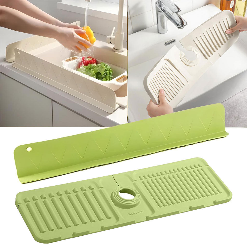 Pack Tapis de drainage avec pare-éclaboussures en silicone pour évier de cuisine - تنزوت