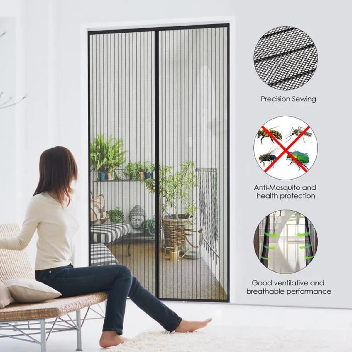 Pack  Moustiquaires Pour Fenêtre et 1 Moustiquaire pour porte avec fermeture magnétique