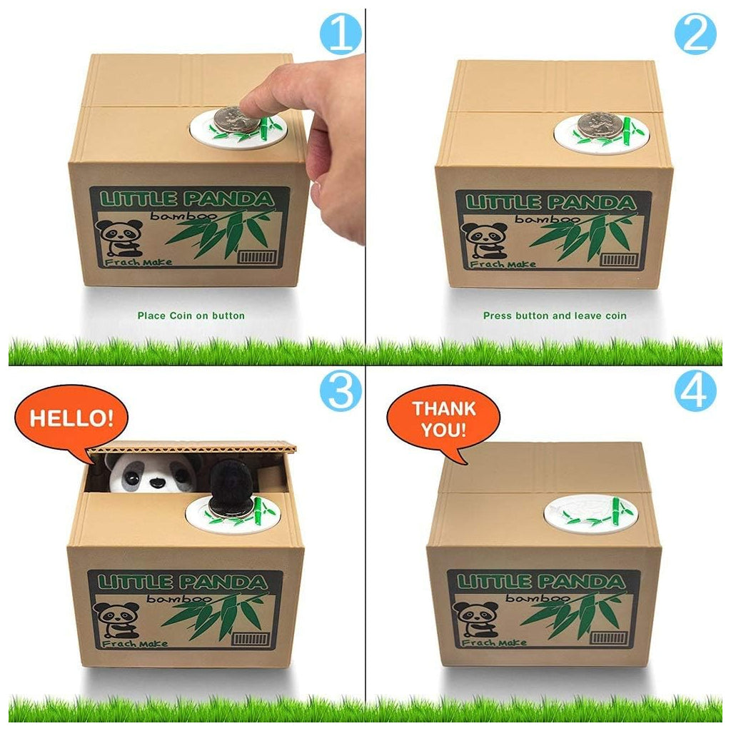 Tirelire automatique avec un mignon petit panda à l’intérieur