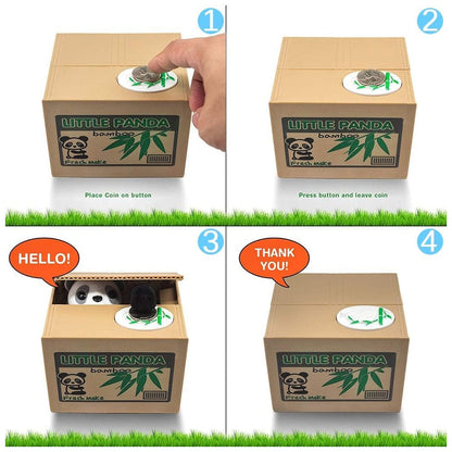 Tirelire automatique avec un mignon petit panda à l’intérieur