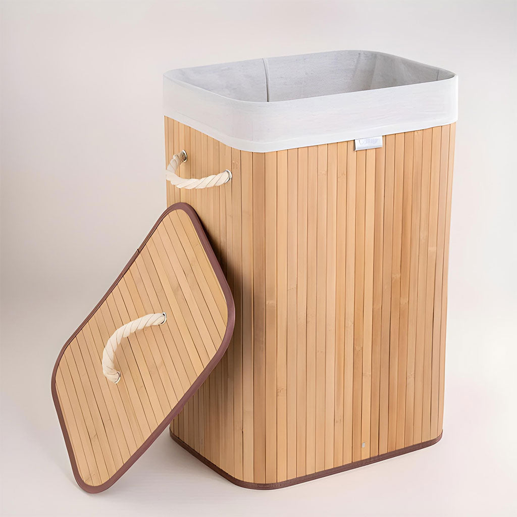 Panier à Linge pour Vêtements Sales en Bambou de Grande Capacité - تنزوت