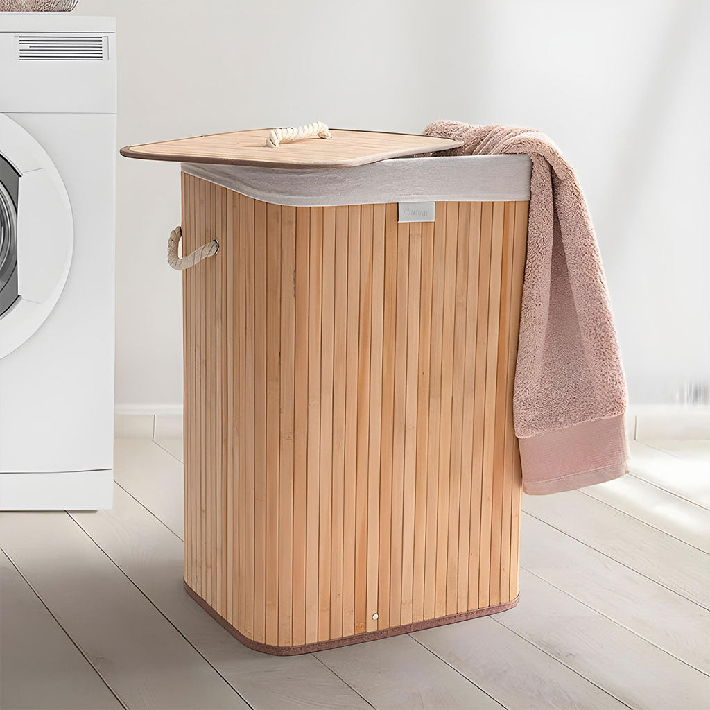 Panier à Linge pour Vêtements Sales en Bambou de Grande Capacité