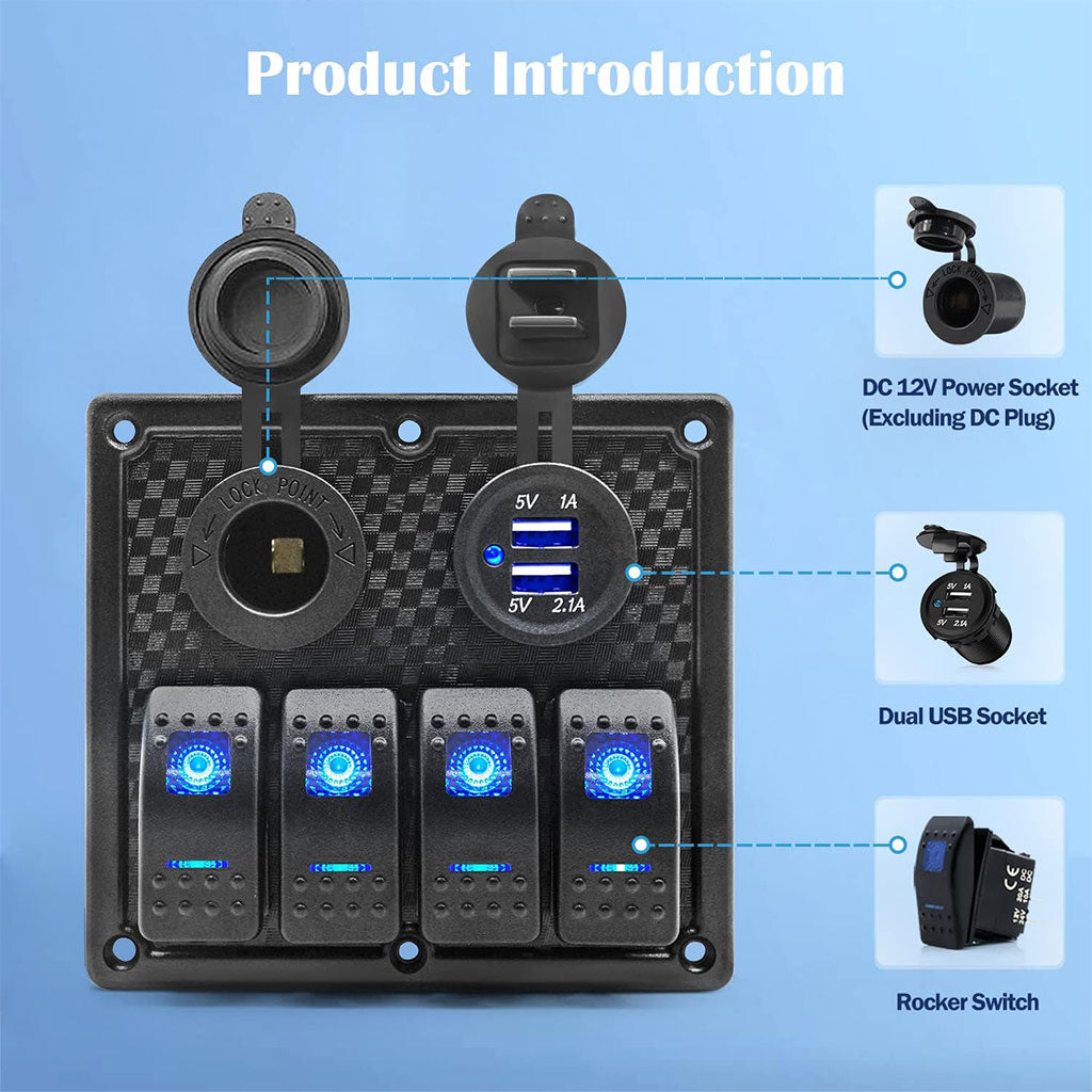 Panneau de commande 12-24V à 4 Interrupteur – لوحة تحكم