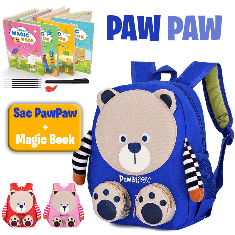 PACK Sac à dos Mignon PAW PAW + MAGIC BOOK طقم 4 كتب لتعليم الأطفال تنزوت